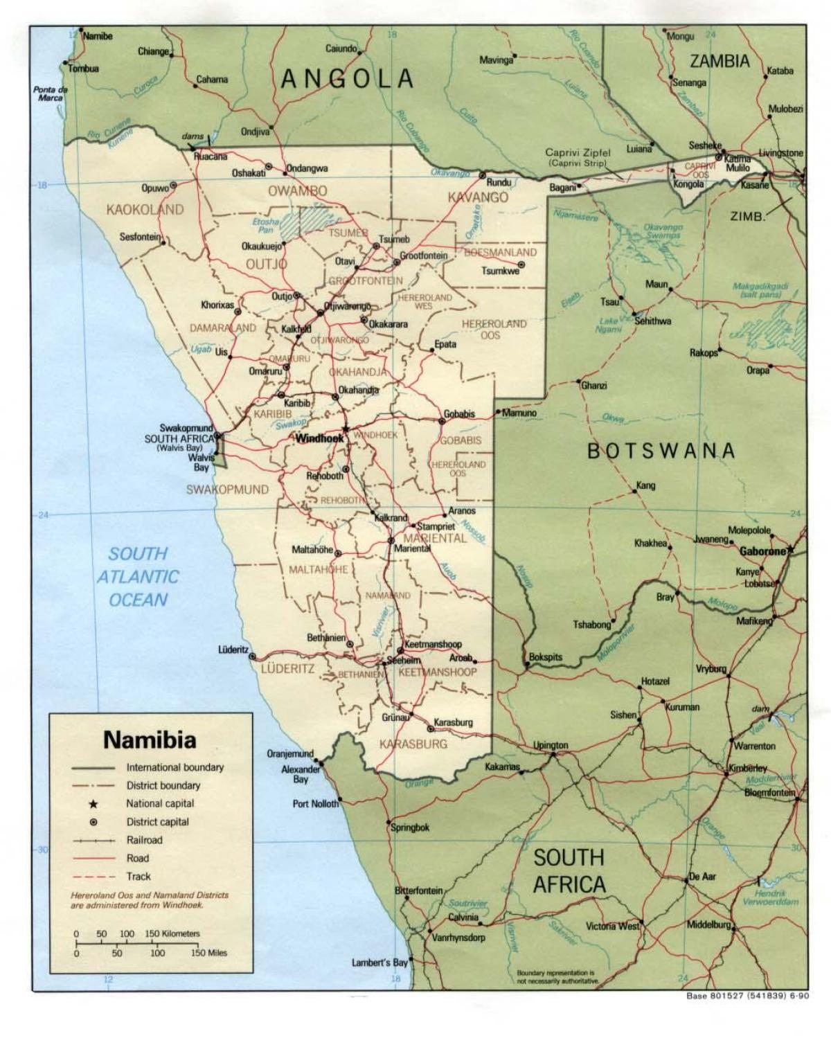Namibias kort med alle byer