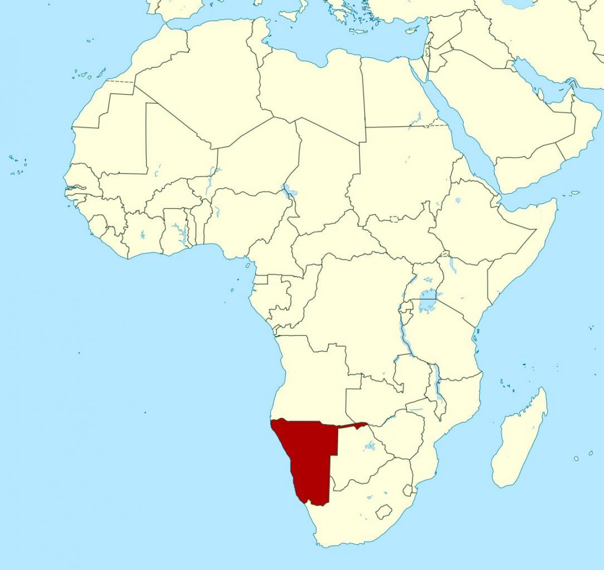 Kort over Namibia i afrika